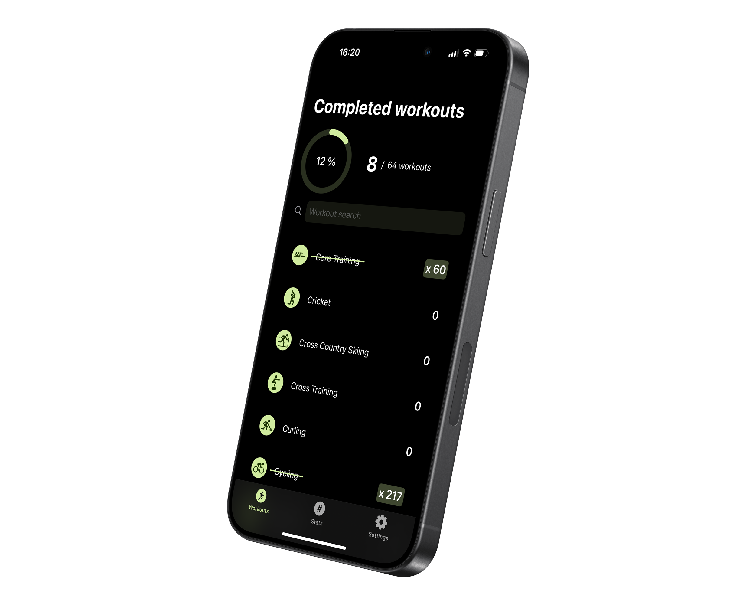 All workouts - challenge app